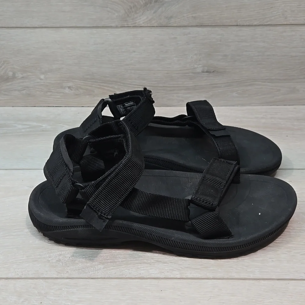 Teva Mens 6584 Hook&Loop Black Strappy Sandals Shoes Outdoor Sz 8